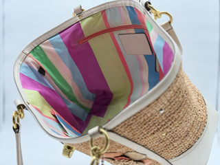 COACH Hamptons Straw Applique Tote