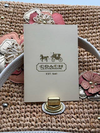 COACH Hamptons Straw Applique Tote