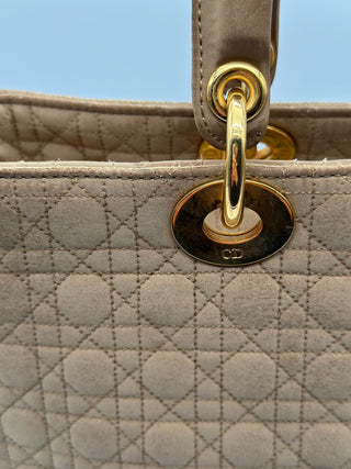 Lady Dior Cannage Canvas Tan Large GHW