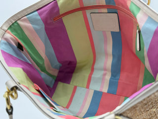 COACH Hamptons Straw Applique Tote