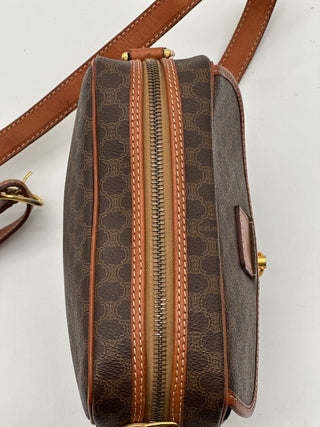 Celine Vintage Macadam Brown Round Sling