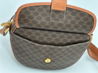 Celine Vintage Macadam Brown Round Sling