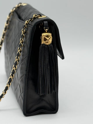 Chanel Vintage Leather Matelasse Coco Mark Tassel Chain Bag