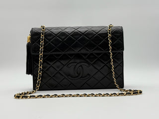 Chanel Vintage Leather Matelasse Coco Mark Tassel Chain Bag