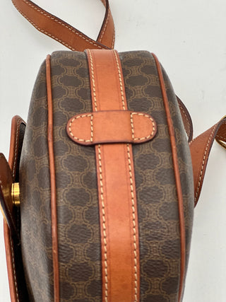 Celine Vintage Macadam Brown Round Sling