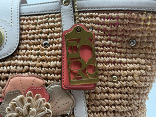 COACH Hamptons Straw Applique Tote