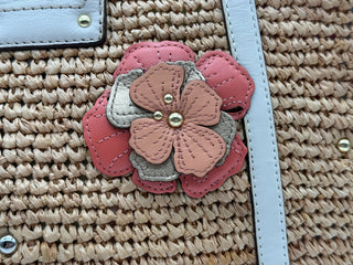 COACH Hamptons Straw Applique Tote