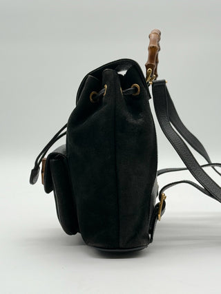 Gucci Vintage Suede Bamboo Backpack