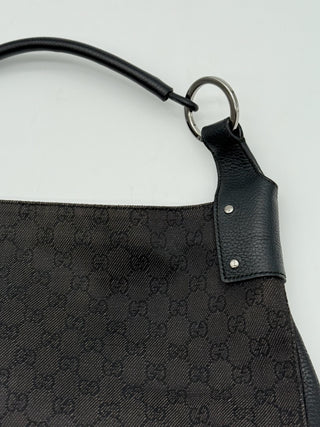 Gucci Black GG Monogram Canvas Hobo Bag