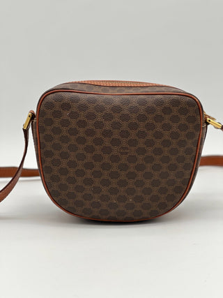 Celine Vintage Macadam Brown Round Sling