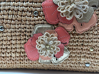 COACH Hamptons Straw Applique Tote