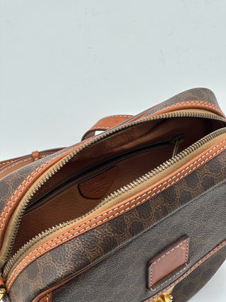 Celine Vintage Macadam Brown Round Sling