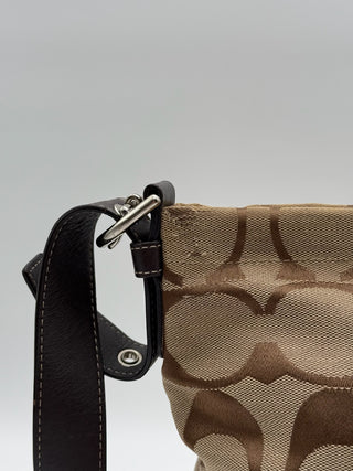 Coach Signature Monogram Brown Crossbody