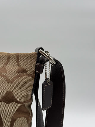 Coach Signature Monogram Brown Crossbody