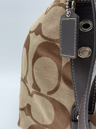 Coach Signature Monogram Brown Crossbody