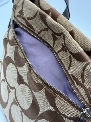 Coach Signature Monogram Brown Crossbody