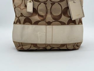 Coach Signature Ivory Striped Tote