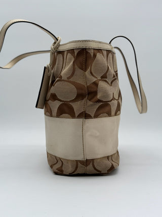 Coach Signature Ivory Striped Tote