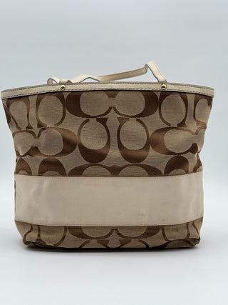 Coach Signature Ivory Striped Tote