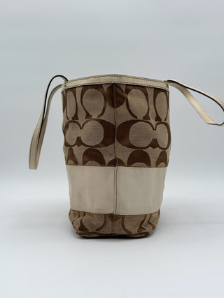 Coach Signature Ivory Striped Tote