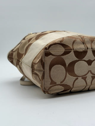 Coach Signature Ivory Striped Tote