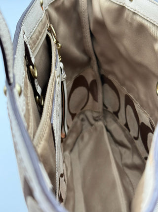 Coach Signature Ivory Striped Tote