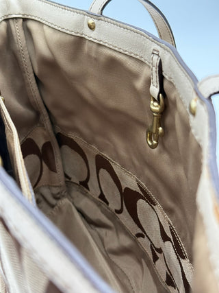 Coach Signature Ivory Striped Tote