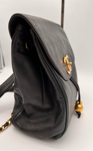 CHANEL Lambskin Backpack with Twin CC Ball Charms