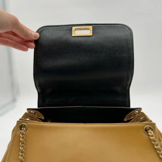 CHANEL Chocobar Accordion Lambskin Shoulder Bag