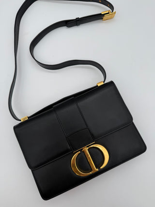 Christian Dior 30 Montaigne Leather Black Flap Crossbody Bag