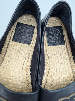Tory Burch Navy Blue Leather Espadrille Flats Size 5.5