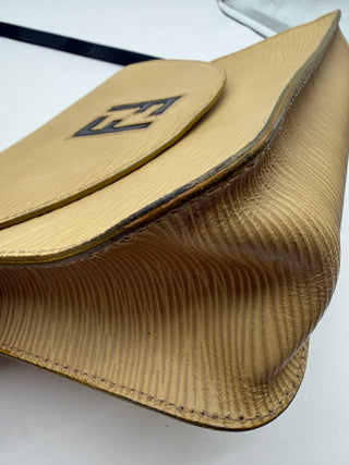 Fendi FF Textured Epi Leather Cream Crossbody Bag Vintage