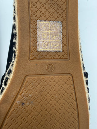 Tory Burch Navy Blue Leather Espadrille Flats Size 5.5