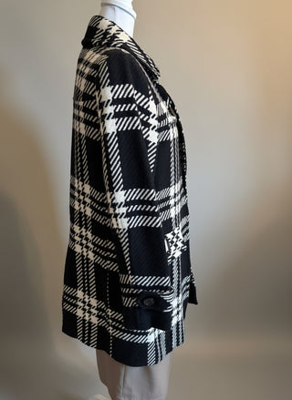 Burberry Wool Blend Black/White Plaid Women’s Peacoat