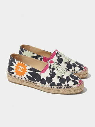 Chanel Interlocking CC Multicolor Canvas Espadrilles