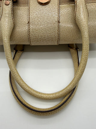 Gucci Beige GG Cream Canvas Leather Turnlock Handbag Vintage
