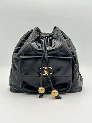 CHANEL Vintage Patent Leather Backpack 24K GHW