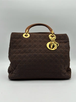 Lady Dior Brown Canvas GHW Medium