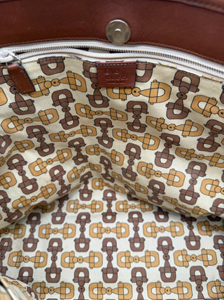 GUCCI Khaki Canvas Leather Shopper Tote