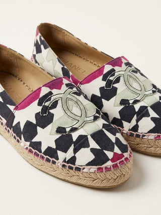 Chanel Interlocking CC Multicolor Canvas Espadrilles