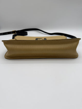 Fendi FF Textured Epi Leather Cream Crossbody Bag Vintage