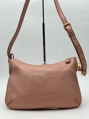 FENDI Selleria Metallic Pink Leather Crossbody