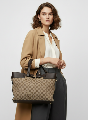 Gucci Buckle Canvas Tote