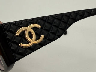 CHANEL Vintage Coco Quilted Medium Sunglasses with Case Black