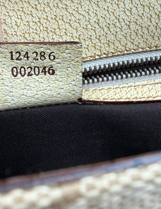 Gucci Beige GG Cream Canvas Leather Turnlock Handbag Vintage