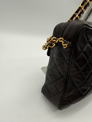 Chanel Vintage Quilted Lambskin Tassel Camera Bag – Black Leather with 24K Gold-Plated Hardware