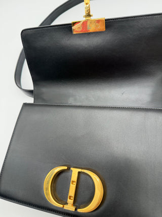 Christian Dior 30 Montaigne Leather Black Flap Crossbody Bag