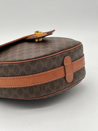 Celine Vintage Macadam Brown Round Sling