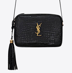 YSL Lou Crocodile-Embossed Leather Crossbody Camera Bag