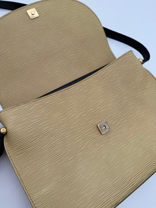 Fendi FF Textured Epi Leather Cream Crossbody Bag Vintage